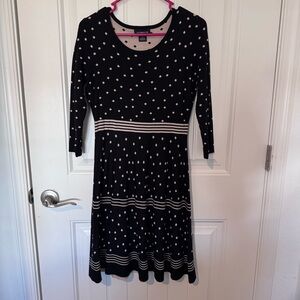 Liz Claiborne Black and White Polka Dot Midi Dress